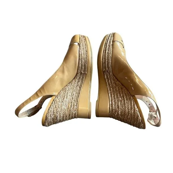 Stuart Weitzman Patent Leather Espadrille Wedge Sandals Heels Size 7 Women's - Picture 10 of 14